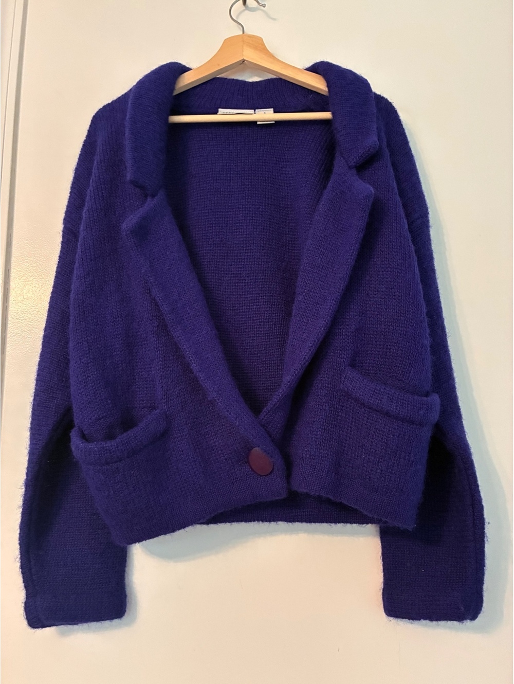 Vintage Nordstrom Point of View Mohair Knit Blazer Cardigan Small Purple